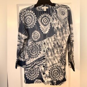 Christopher & Banks Coral and Brown Button Down Shirt